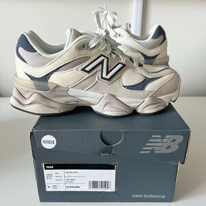 New Balance Cream and Blue Sneakers